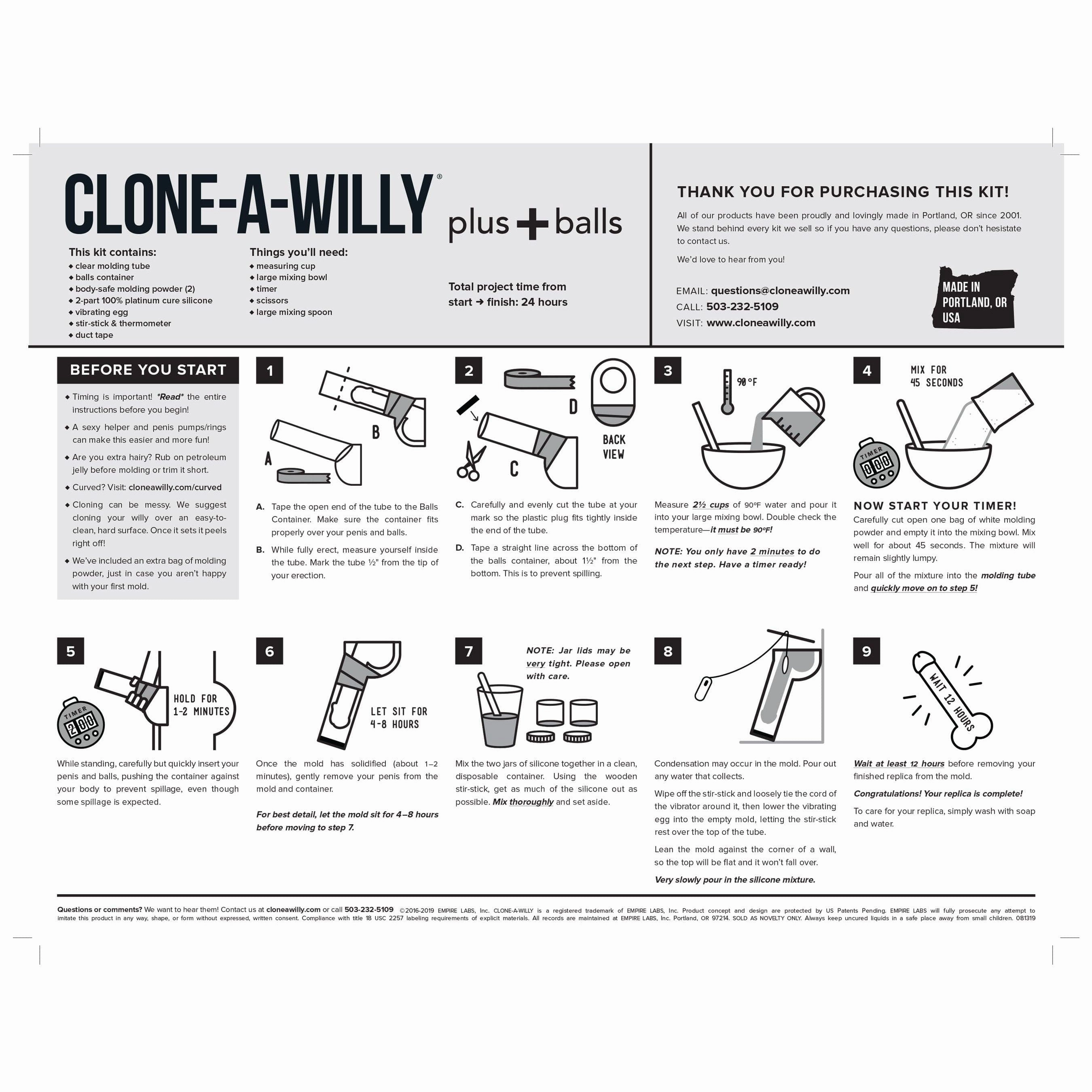 Clone A Willy - Vibrating Penis plus Balls DIY Dildo Clone Molding Kit