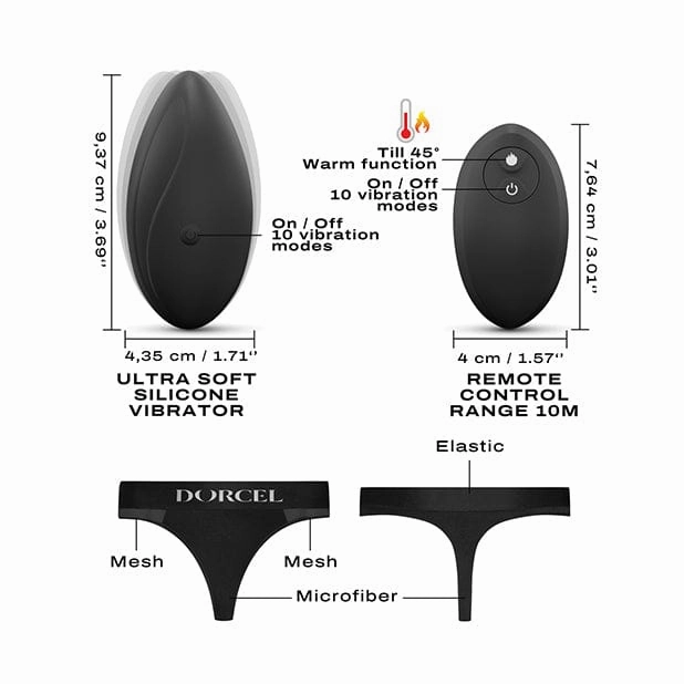 Dorcel - Discreet Warming Panty Vibrator with Panty Small (Black)