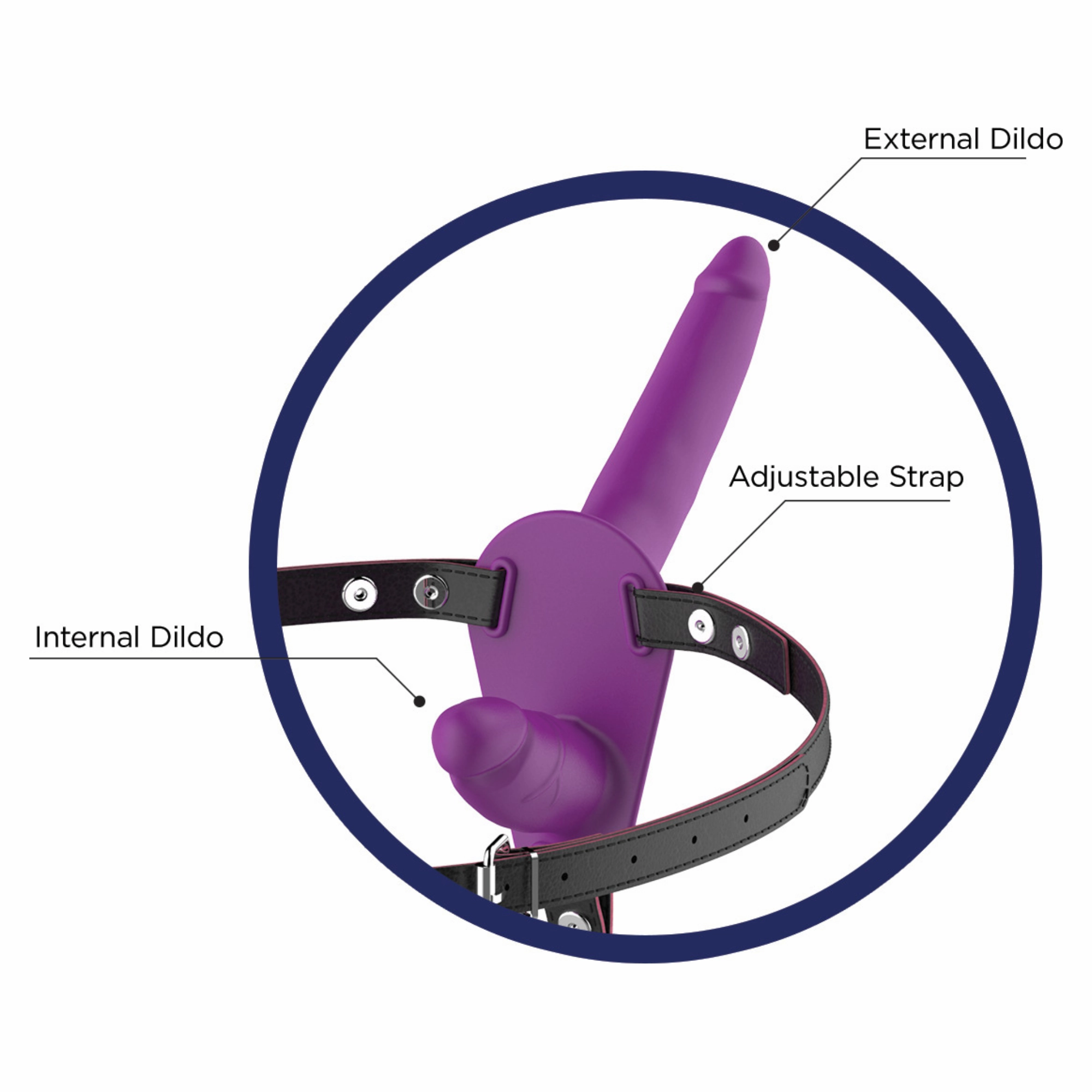Double Dickin Silicone Double Dildo Strap-On for Women