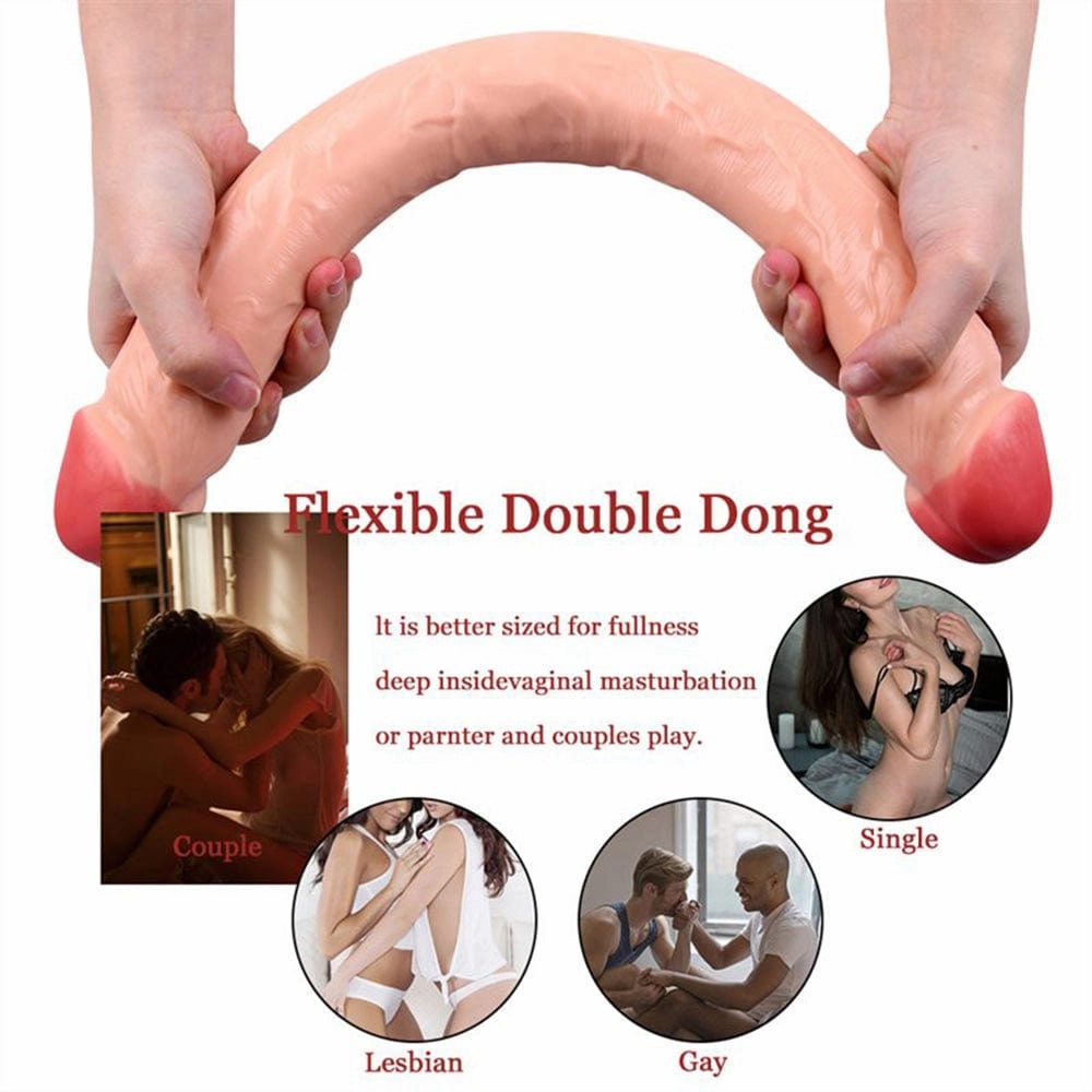 Double-Ended Soft Silicone Simulated Anus Masturbation Dildo