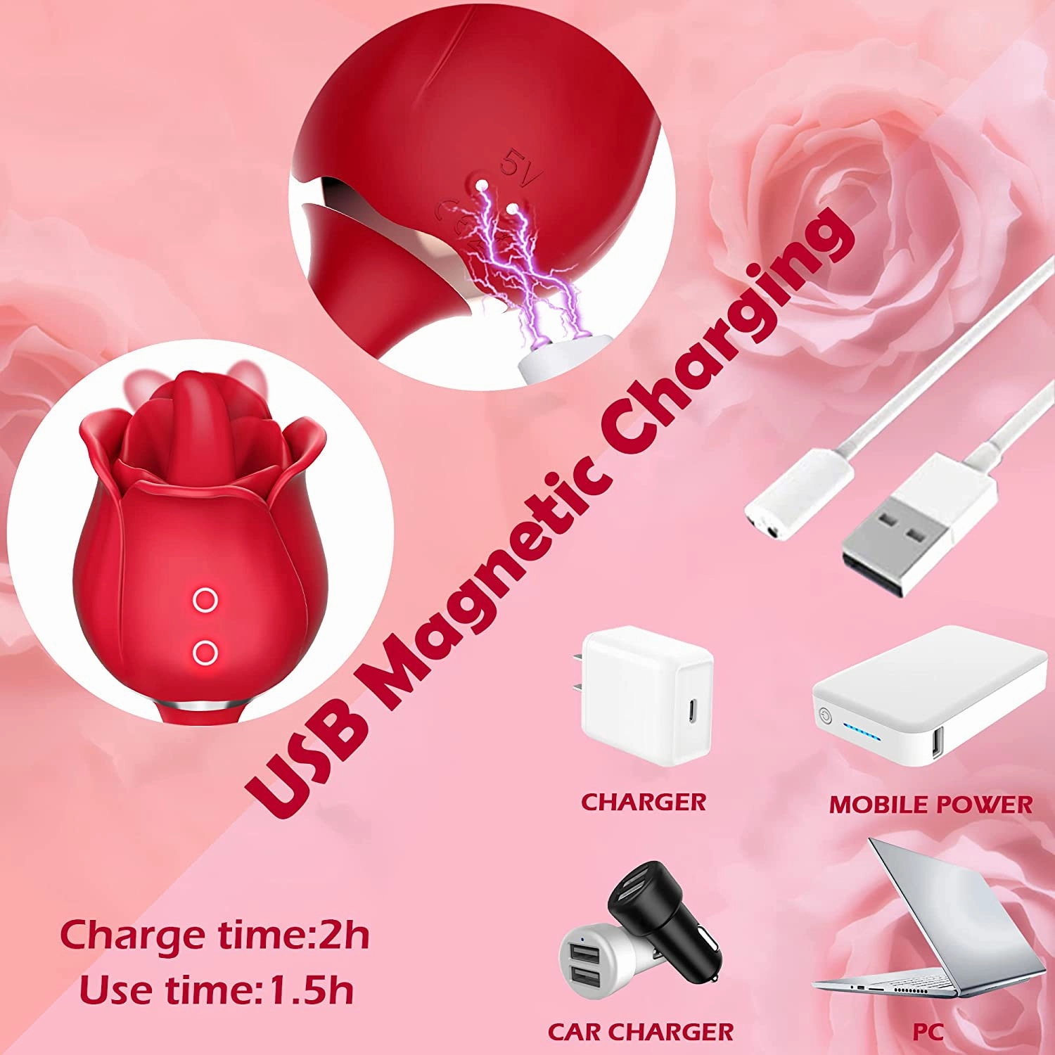 Euphoria - Rose Vibrator with Licking Tongue