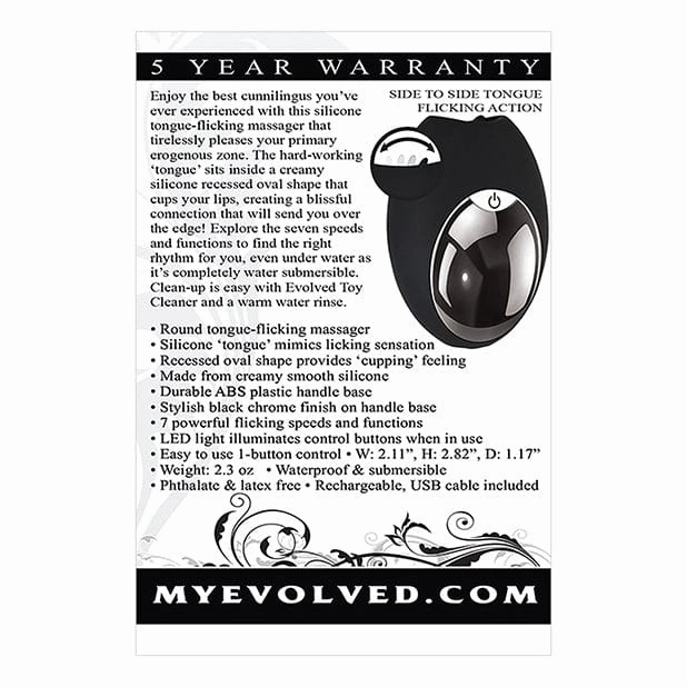 Evolved - Lickity Slit Oral Massager Flicking Clit Massager (Black)