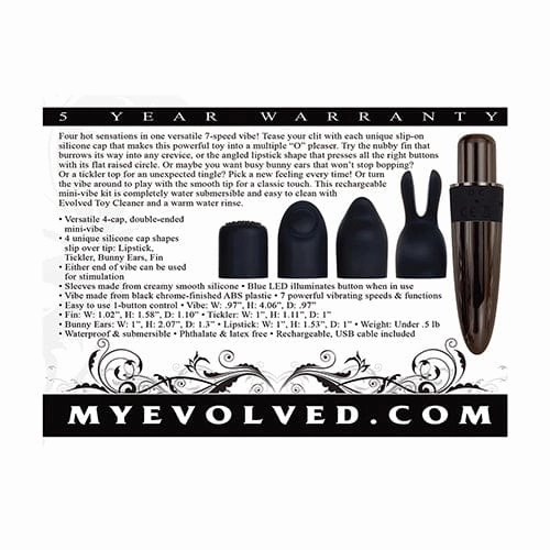 Evolved - Tiny Treasures 5 Piece Silicone Kit Rechargeable Bullet Vibrator (Black)