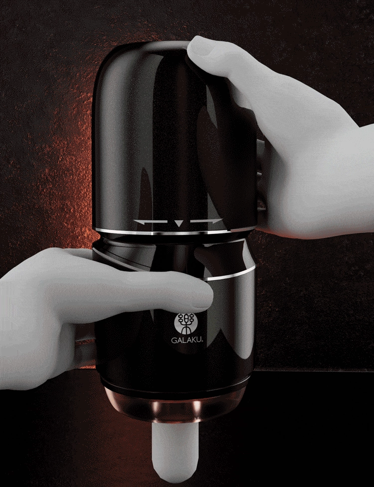 Galaku - Little Cannon Rotating Suck Vibrating App-Controlled Masturbator (Black)