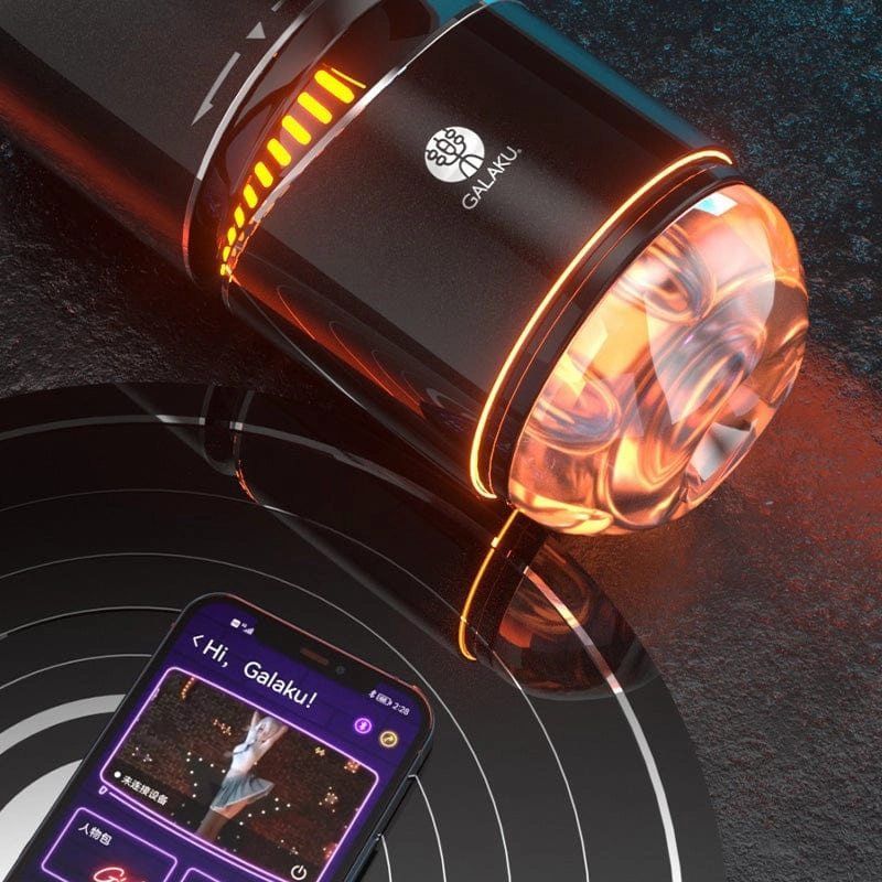 Galaku - Little Cannon Rotating Suck Vibrating App-Controlled Masturbator (Black)