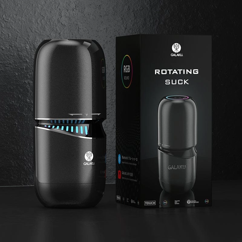 Galaku - Little Cannon Rotating Suck Vibrating App-Controlled Masturbator (Black)