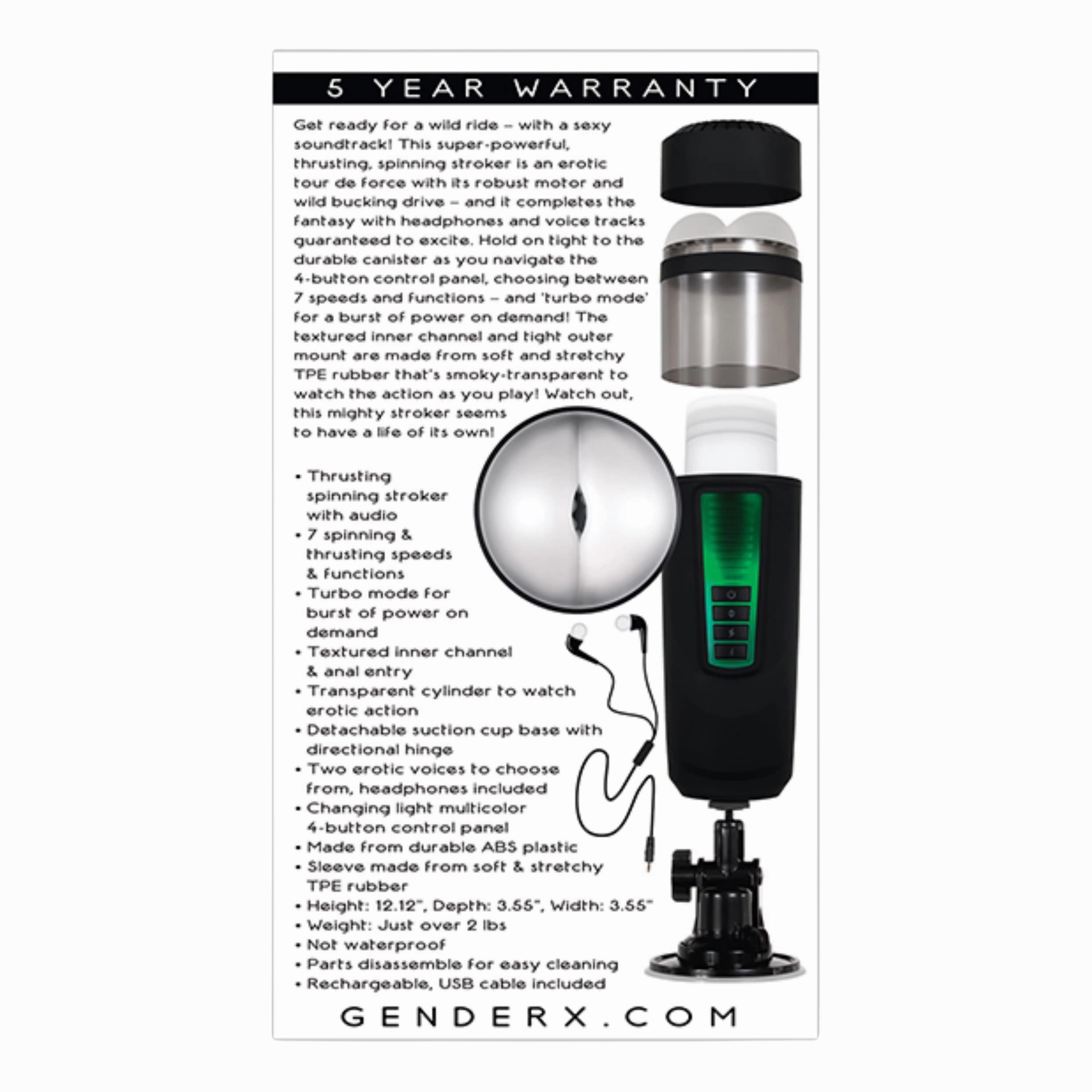 Gender X Message In A Bottle Rechargeable Thrusting Spinning Stroker