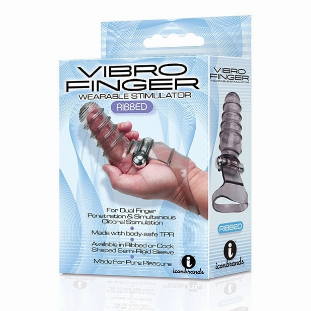Icon Brands - The 9's Vibro Finger Ribbed Finger Massager Vibrator (Grey)