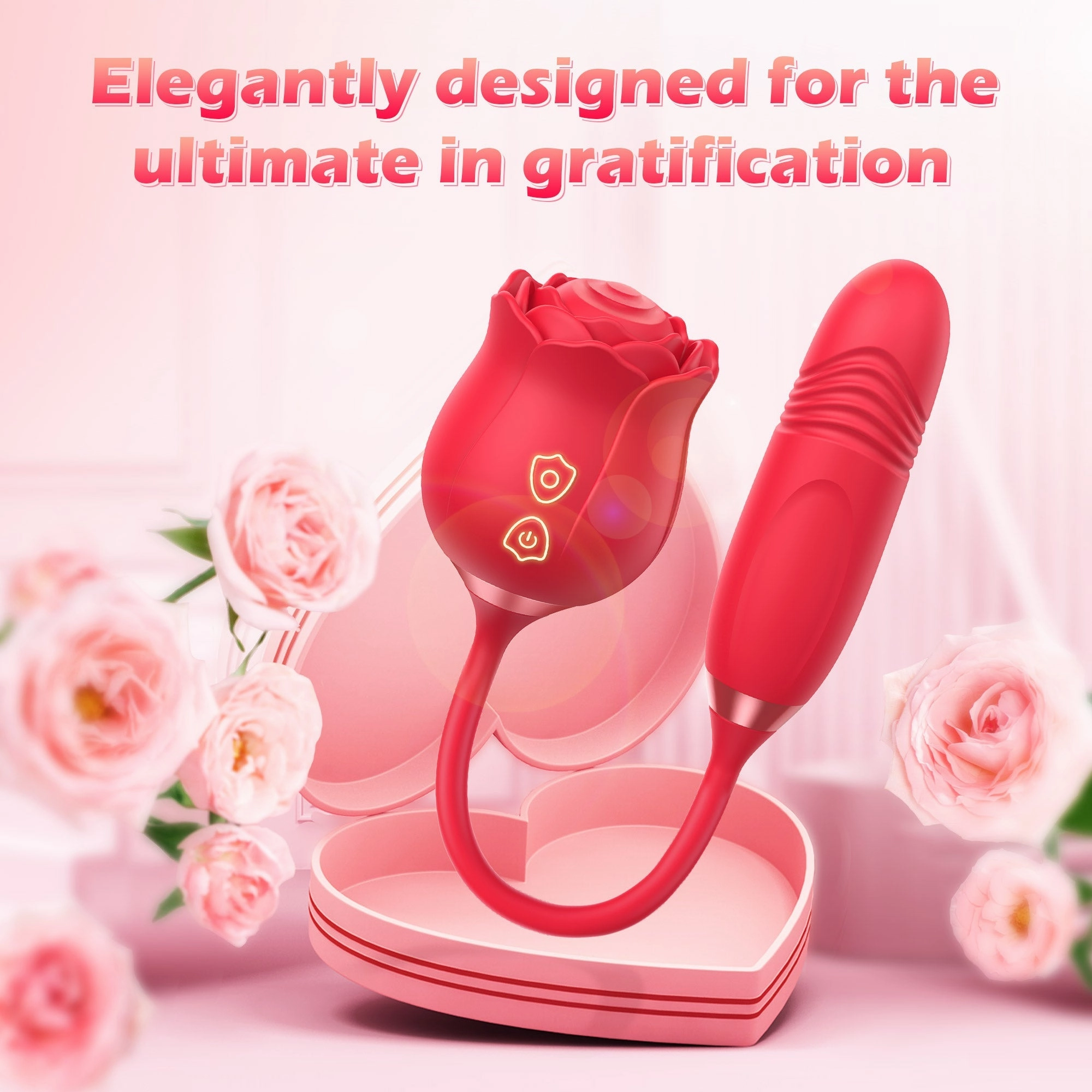 IvoryVue - Rose Vibrator With Tapping & Thrusting Modes