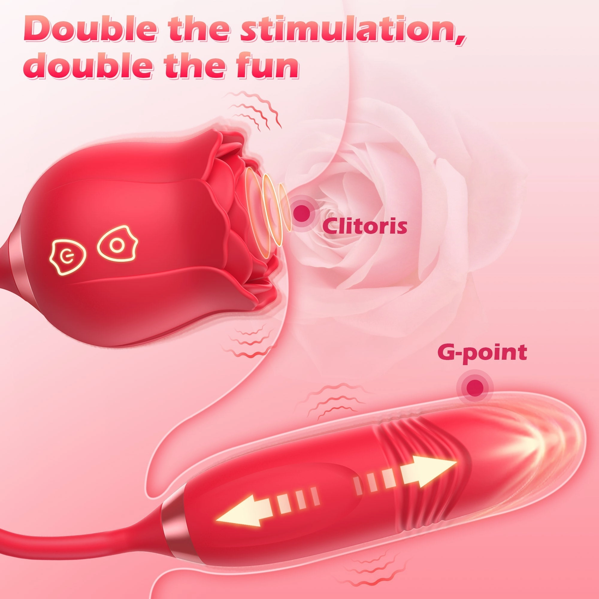 IvoryVue - Rose Vibrator With Tapping & Thrusting Modes