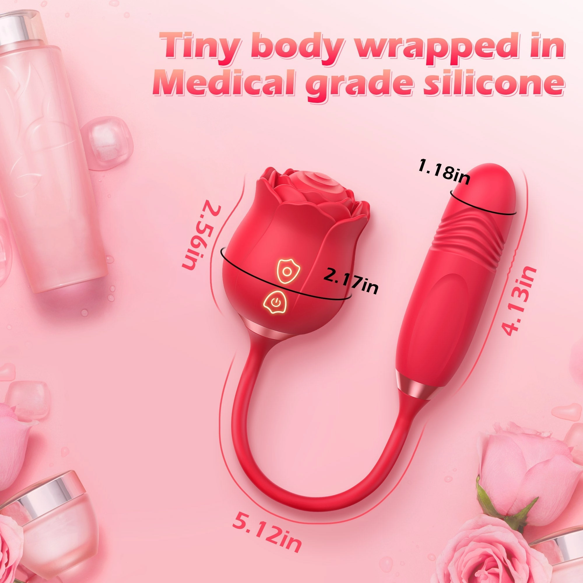 IvoryVue - Rose Vibrator With Tapping & Thrusting Modes