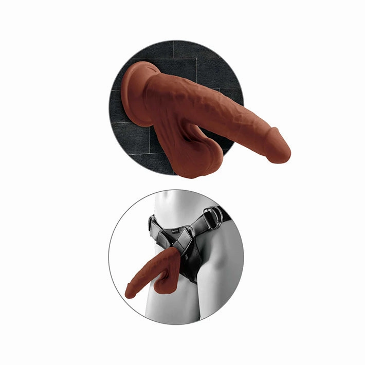 King Cock Plus 8in Triple Density Dildo With Swinging Balls