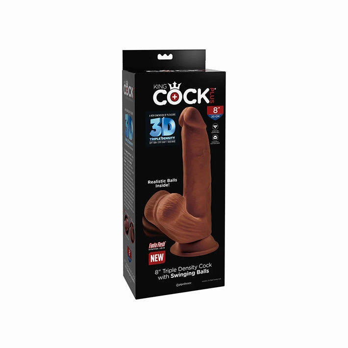 King Cock Plus 8in Triple Density Dildo With Swinging Balls
