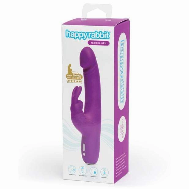 Love Honey - Happy Rabbit Slimline Realistic Rabbit Vibrator (Purple)