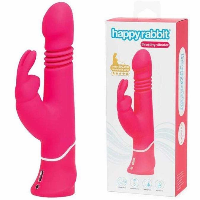 Love Honey - Happy Rabbit Thrusting Realistic Vibrator (Pink)