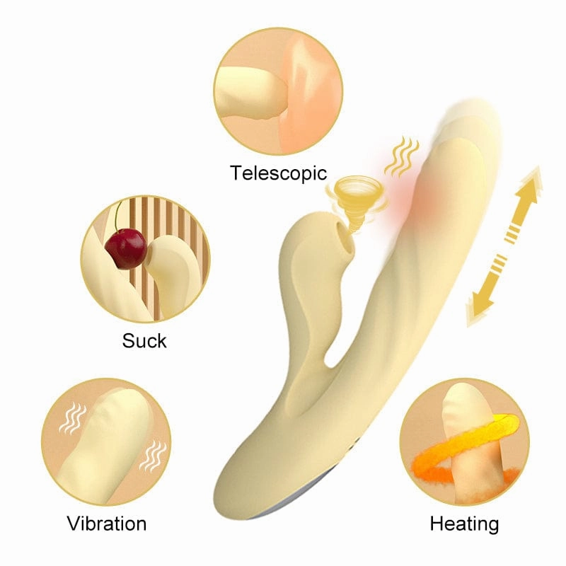 Lurevibe - 7-Speed Suction 10-Speed Telescopic Automatic Heating Female Masturbator