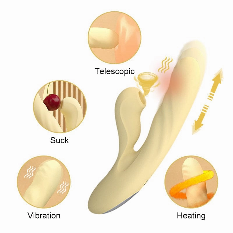 Lurevibe - 7-Speed Suction 10-Speed Telescopic Automatic Heating Female Masturbator