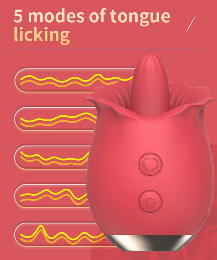 Lurevibe - Powerful Rose Toy Vibrator With Tongue Licking Oral Nipple Clit Clitoris Stimulator