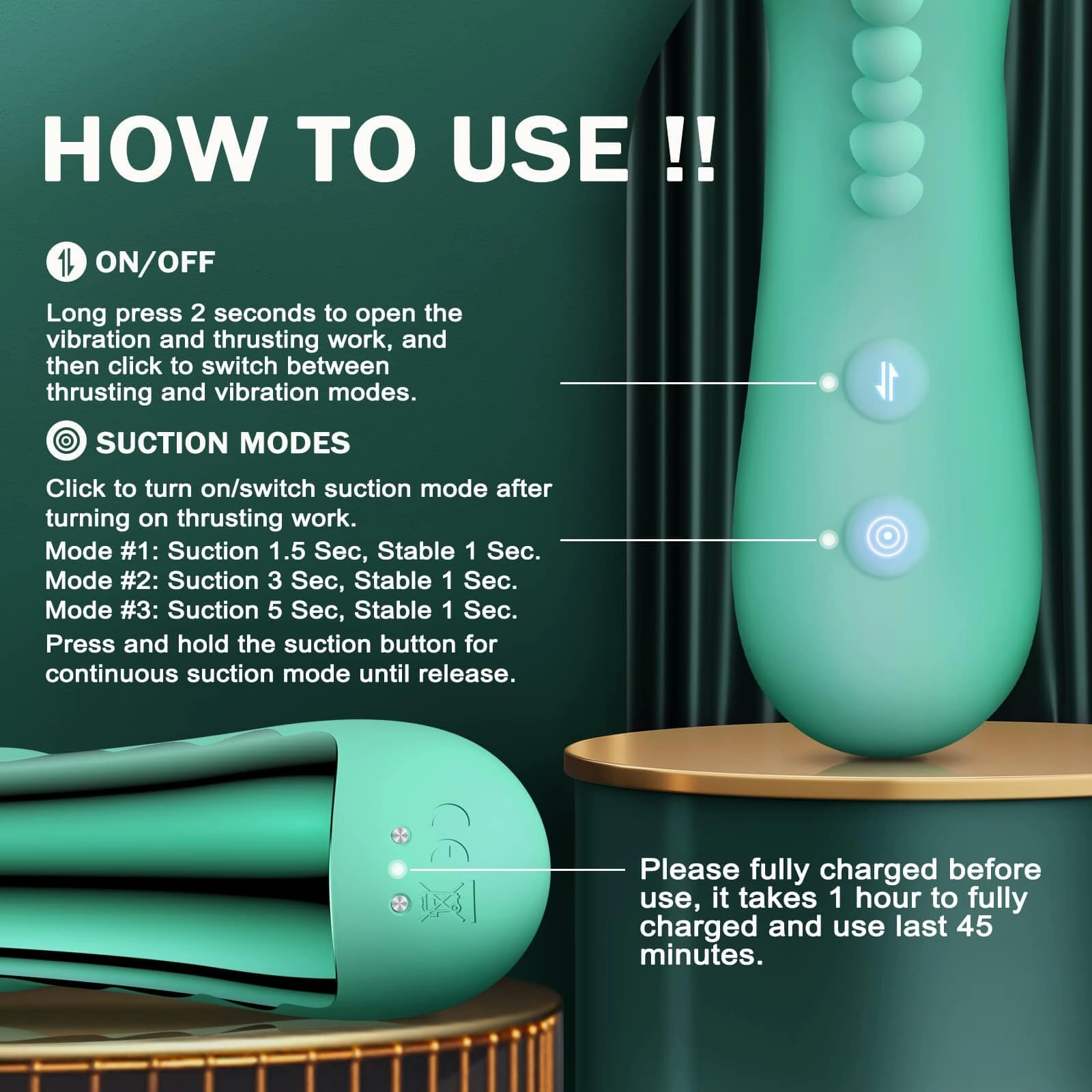 Lurevibe - Small Dinosaur Vibrator Telescopic Tongue Sucking Clit Stimulation Vibrator