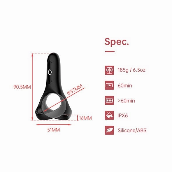 Magic Motion - Magic Rise Smart App-Controlled Wearable Silicone Cock Ring (Black)
