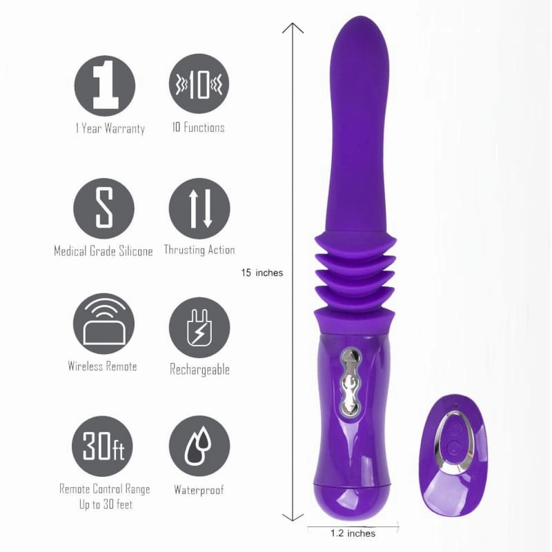 Monroe USB Rechargeable Silicone Thrusting  Portable Love Machine - Purple