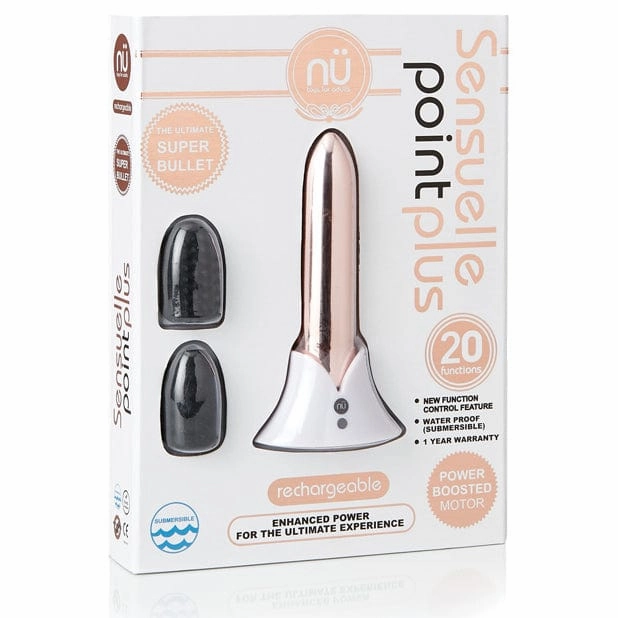 Nu Sensuelle - Point Plus Rechargeable Bullet Vibrator with Head Attachments (Rose Gold)