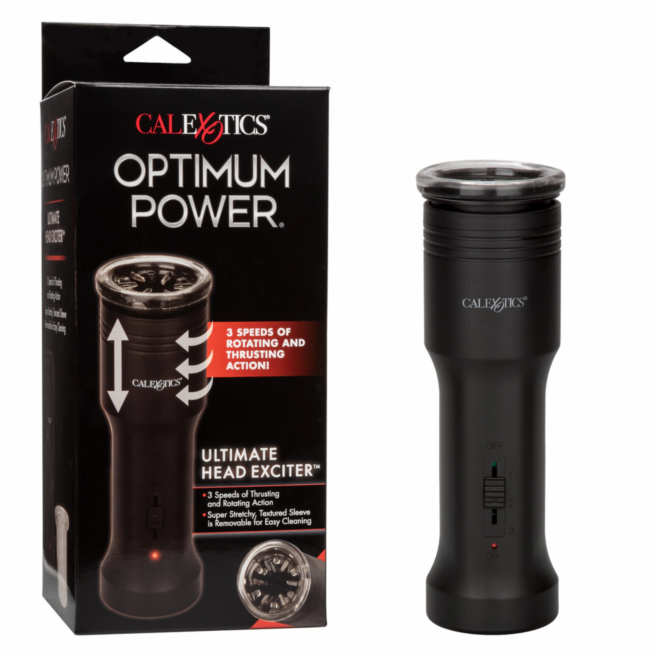 Optimum Power Ultimate Head Exciter Rotating Vibrating Masturbator - Black