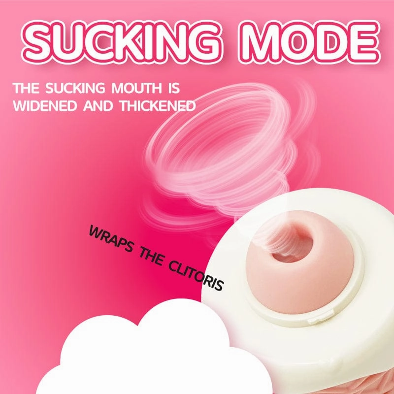 Peachy Bunny Ice Cream Cone Clitoral Suction Heating Vibrator