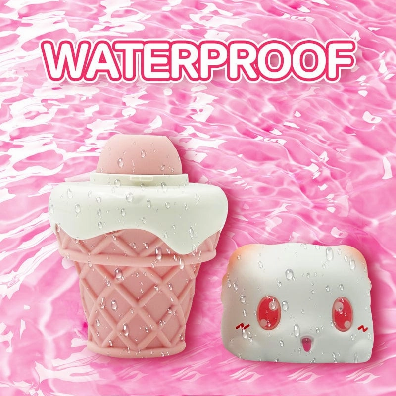 Peachy Bunny Ice Cream Cone Clitoral Suction Heating Vibrator