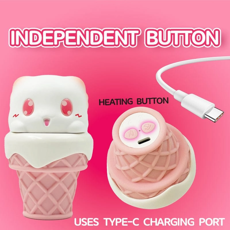 Peachy Bunny Ice Cream Cone Clitoral Suction Heating Vibrator