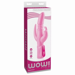 Pipedream - WOW Vibe Triple Ecstacy Thruster Rabbit Vibrator  (Pink)