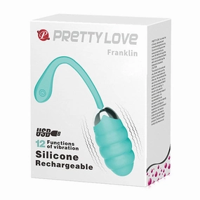 Pretty Love - Franklin Silicone Remote Egg Vibrator (Turquoise)