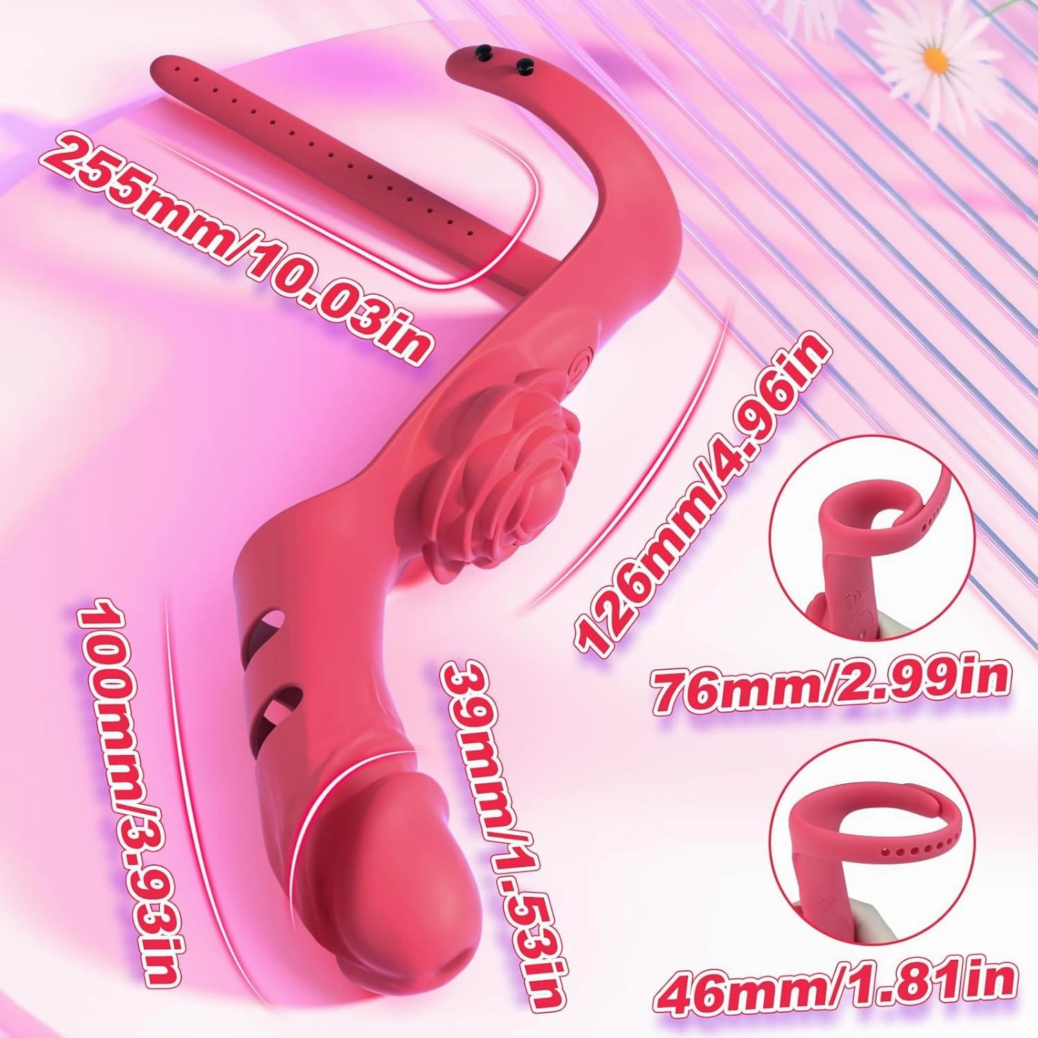 Rose Finger Vibrator 2 in 1 Finger Vibrator 9 Modes G - Spot Stimulation Waterproof