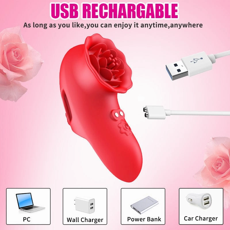 Rose Finger Vibrator G Spot Clitoral Stimulator for Couple Flirting