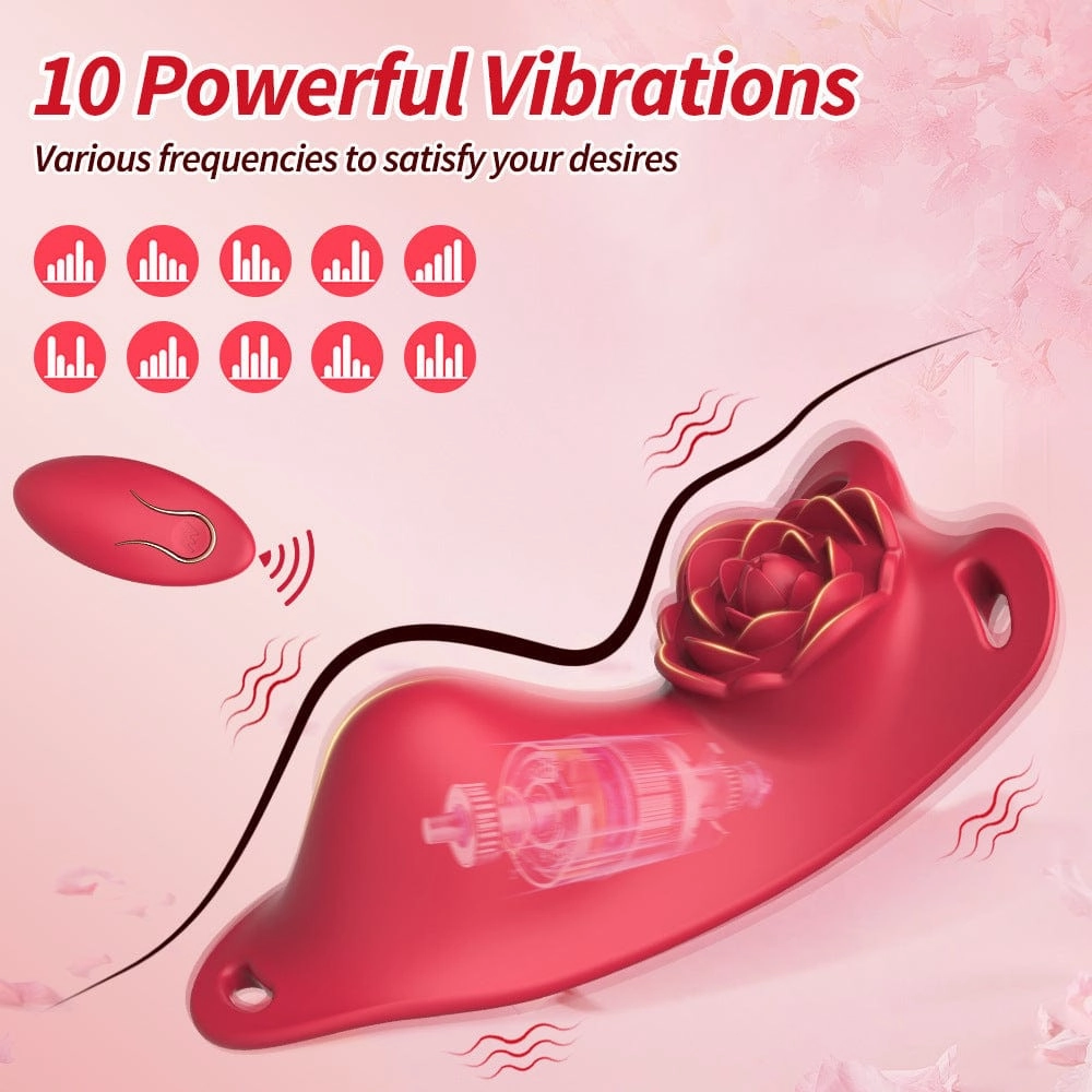 Rose Wearalbe Clitoral Massage Vibrator with Panty & Remote Control