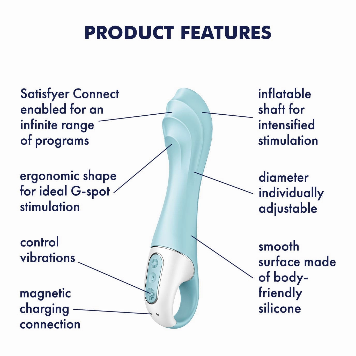 Satisfyer - Air Pump App-Controlled G Spot Vibrator 5 (Blue)