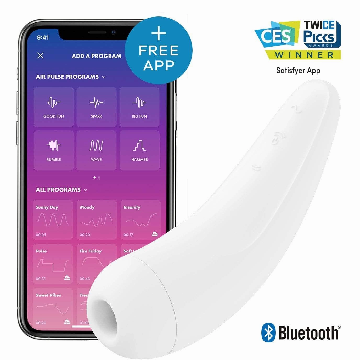 Satisfyer - Curvy 2  App-Controlled Clitoral Air Stimulator Vibrator