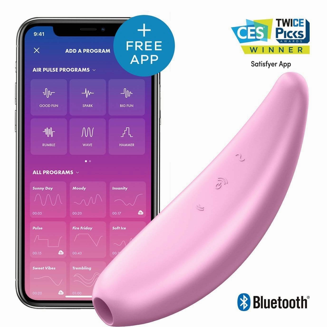 Satisfyer - Curvy 3  App-Controlled Clitoral Air Stimulator Vibrator (Pink)