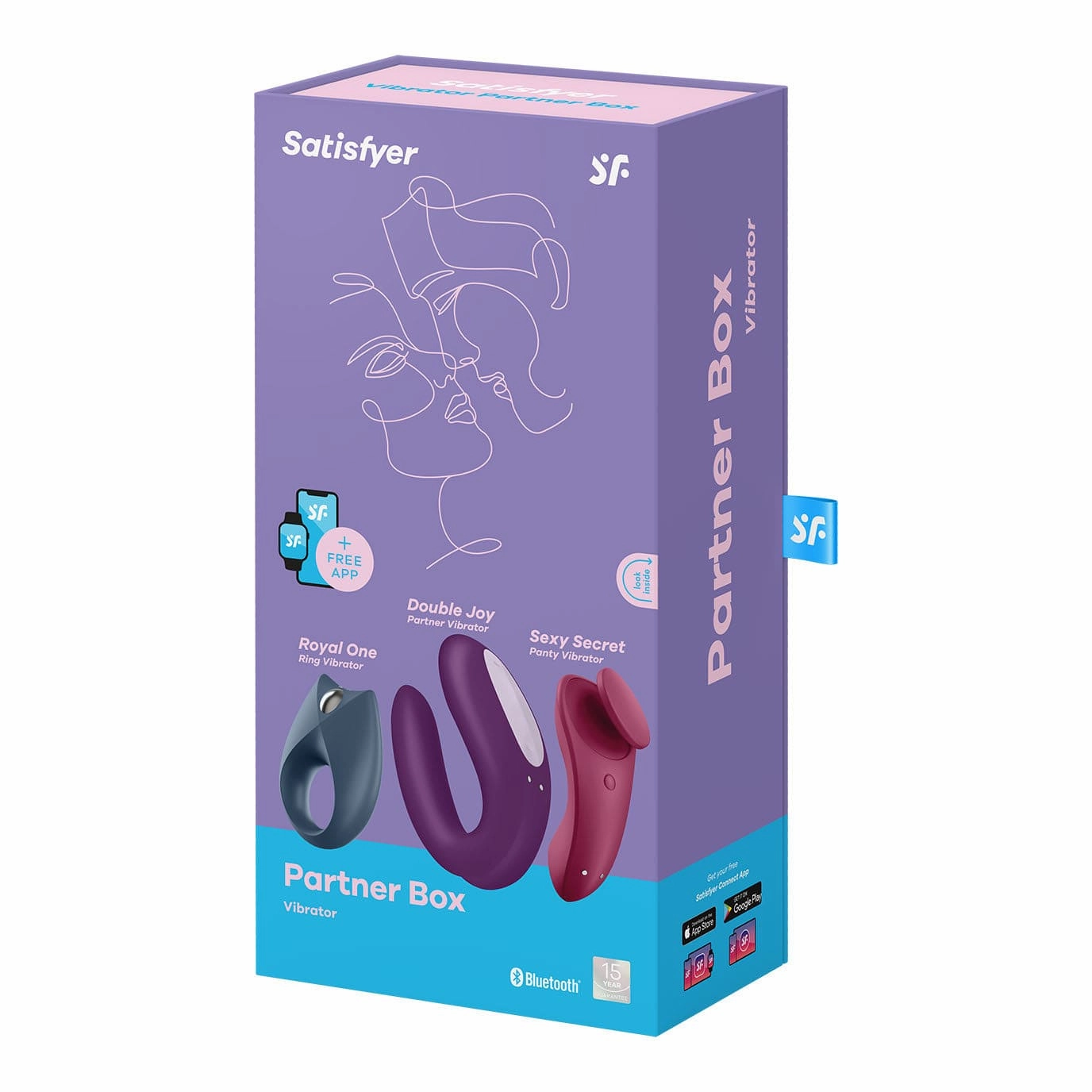 Satisfyer - Partner Box 3 App-Controlled Royal One, Sexy Secret and Double Joy Couple Set (Multi Colour)