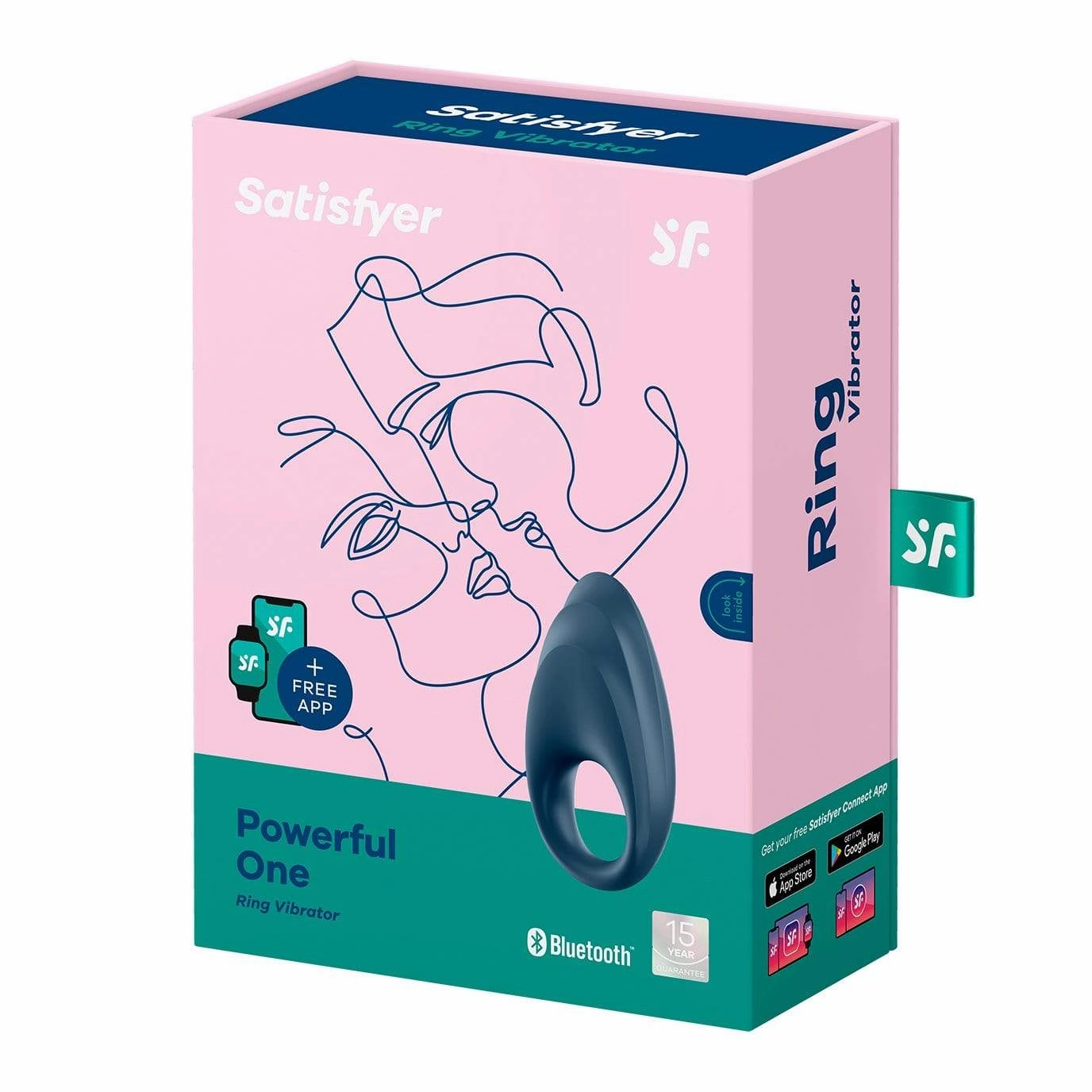Satisfyer - Powerful One App-Controlled Silicone Cock Ring (Blue Black)