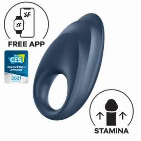 Satisfyer - Powerful One App-Controlled Silicone Cock Ring (Blue Black)