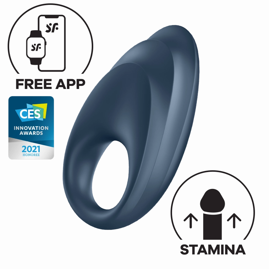 Satisfyer - Powerful One App-Controlled Silicone Cock Ring (Blue Black)