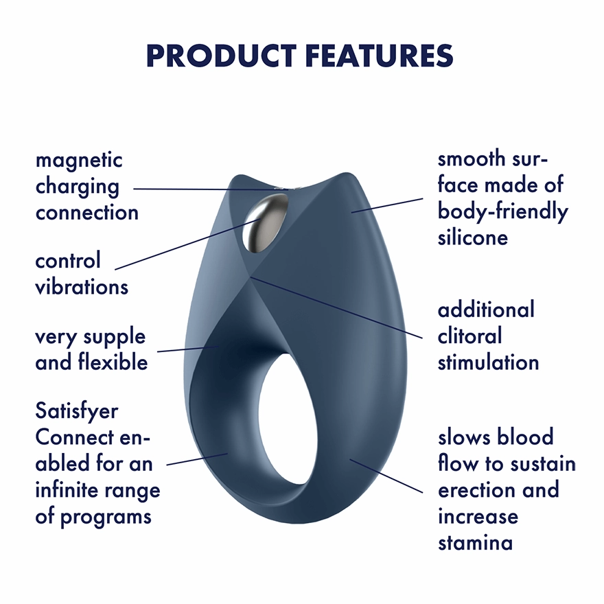 Satisfyer - Royal One Ring App-Controlled Bluetooth Cock Ring (Dark Blue)