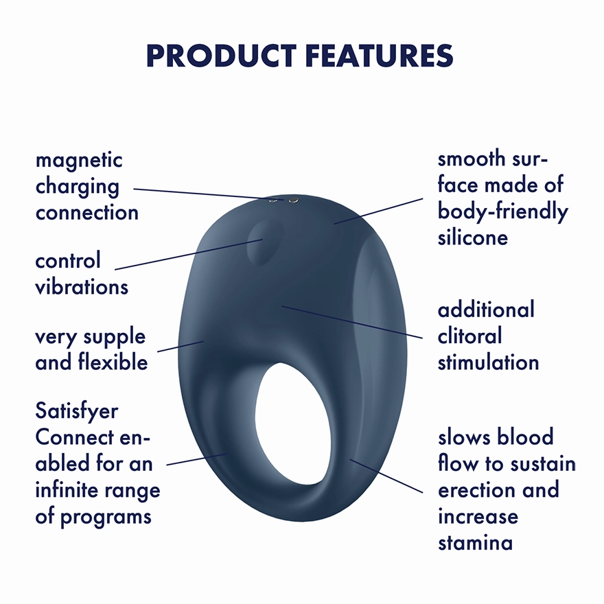 Satisfyer - Strong One App-Controlled Silicone Cock Ring (Blue)