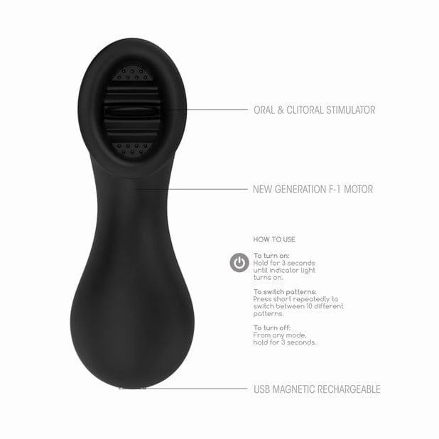 Shots - Elegance Dreamy Oral Clitoral Stimulator Massager (Black)