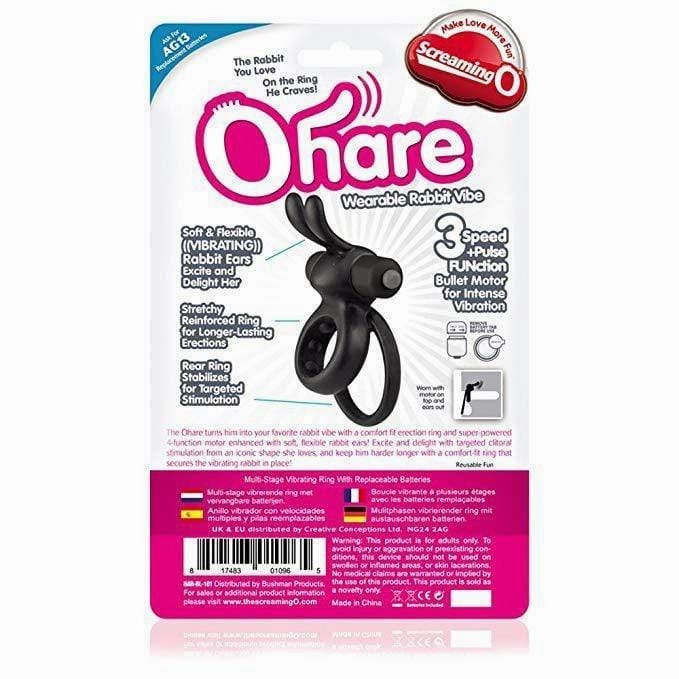 TheScreamingO - Ohare Rabbit Vibrating Cock Ring (Black)