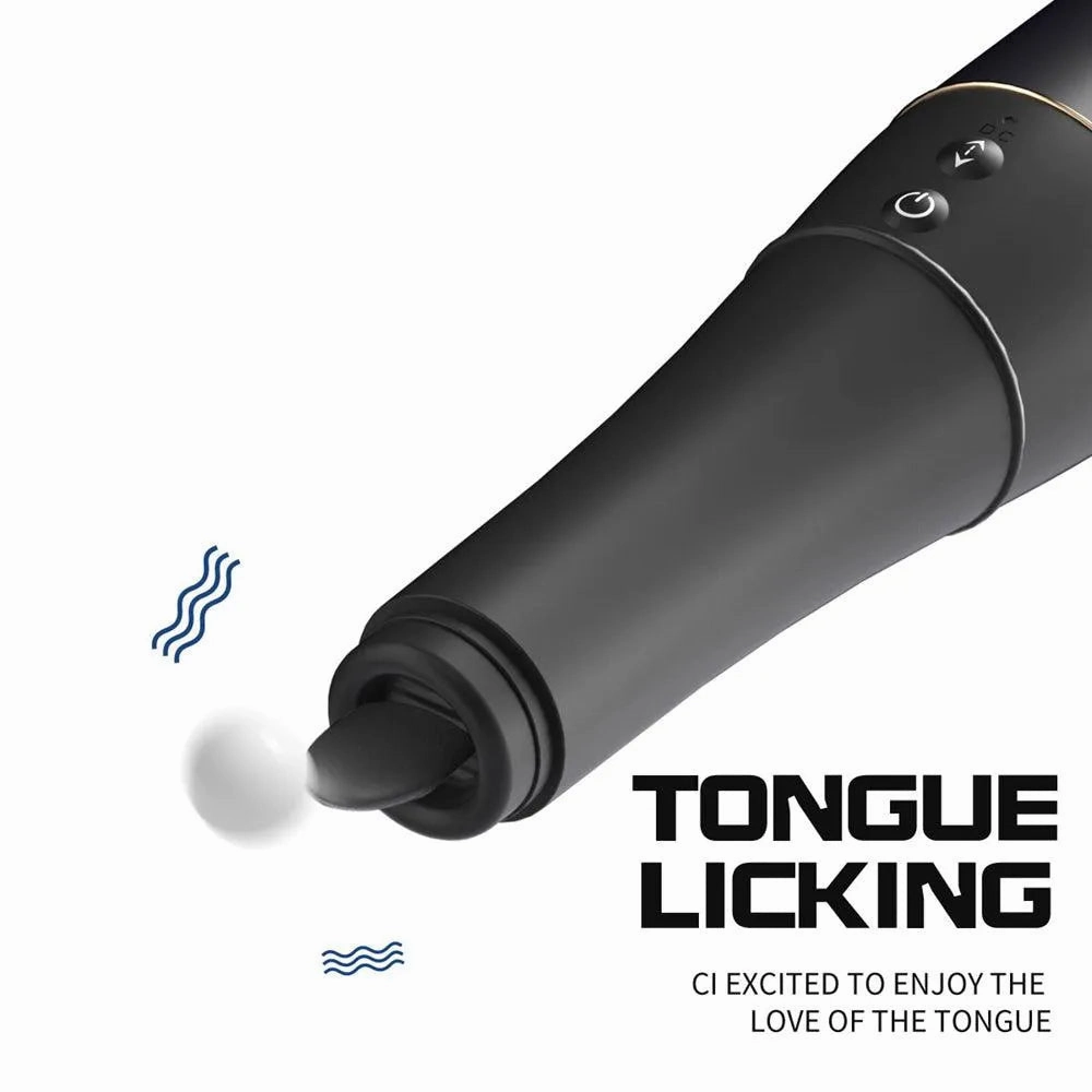 Thrusting Dildo Vibrator with Tongue Licking