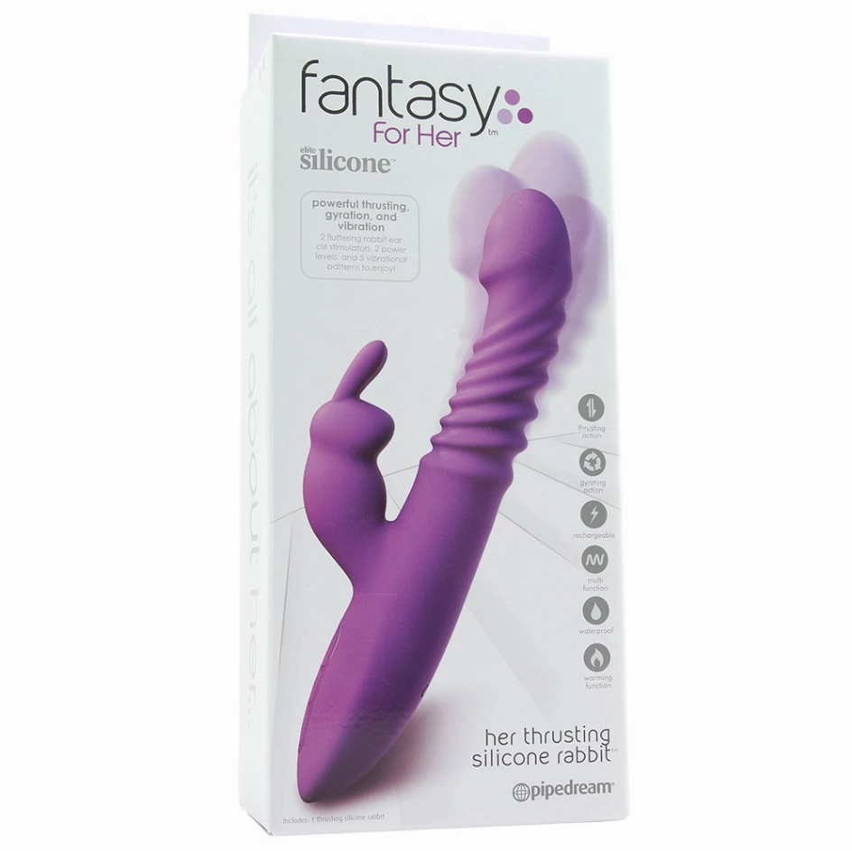 Thrusting Rotating Silicone Rabbit Vibrator - It's Warming!