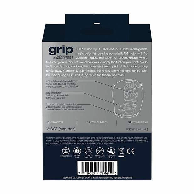 VeDO - Grip Rechargeable Vibrating Soft Stroker (Just Black)