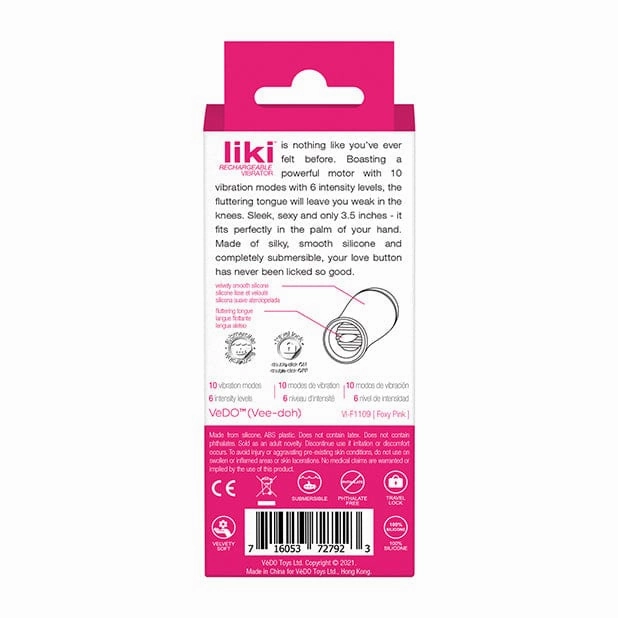 VeDO - Liki Rechargeable Flicker Vibe Clit Massager (Foxy Pink)